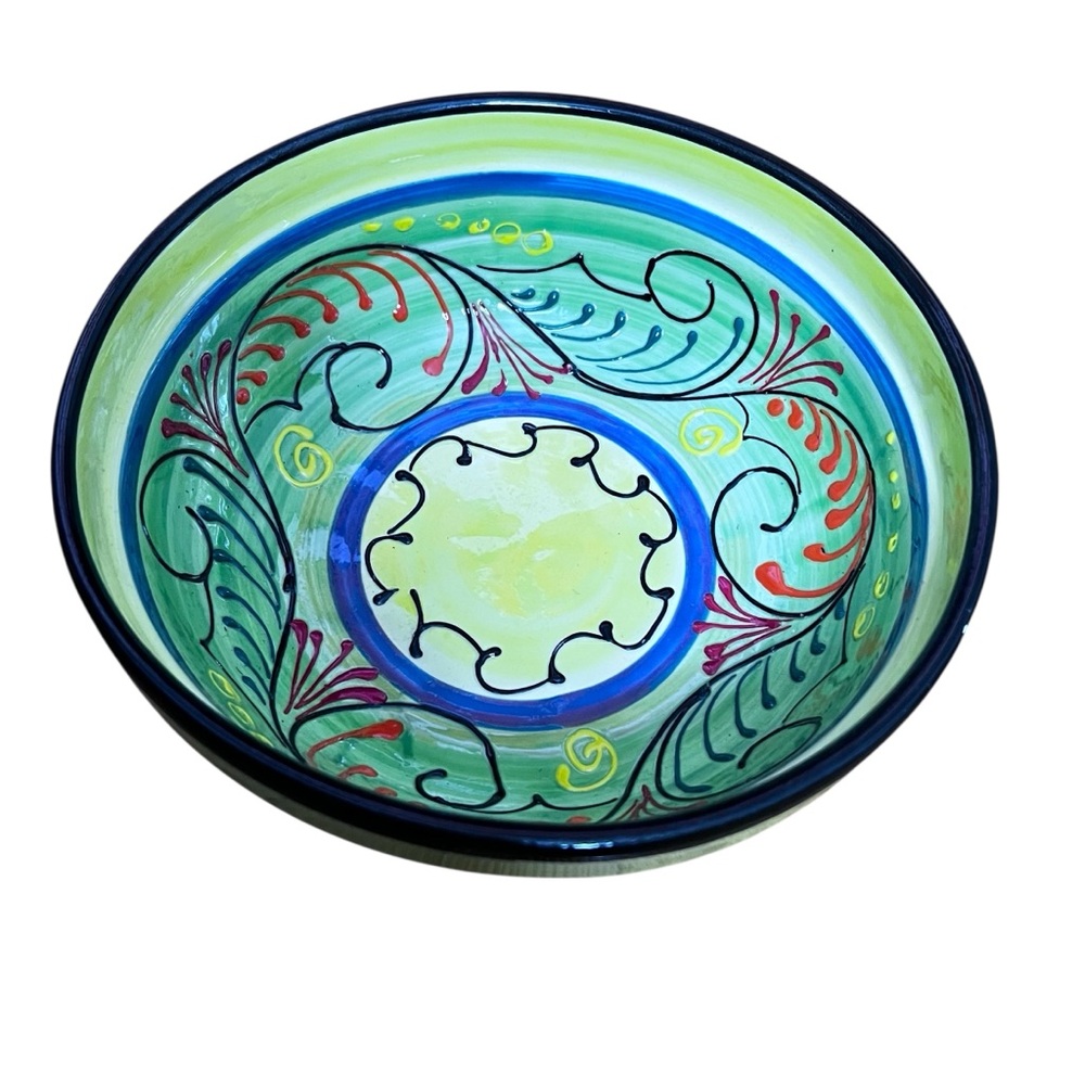 EL POYETON Vintage Colorful Serving Bowl Hand Painted Crafted in Spain 8”x3”